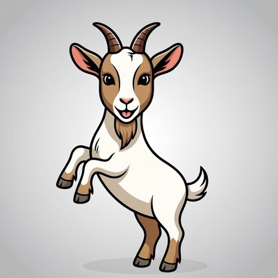 Cute cartoon baby goat standing