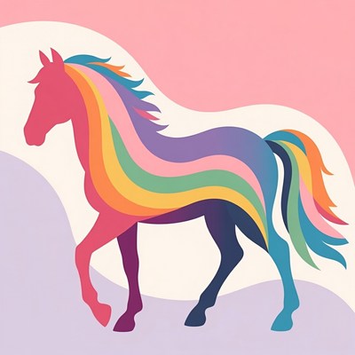 Rainbow Mane Horse Illustration