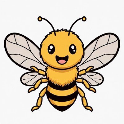 Cute cartoon smiling bee
