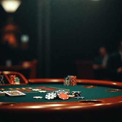 Poker chips on casino table