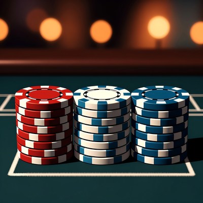 Red White Blue Poker Chips Stacks