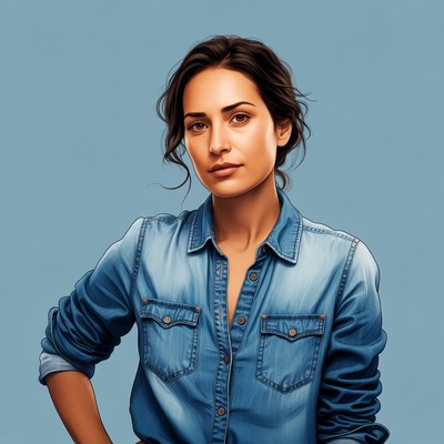 Woman in denim shirt portrait