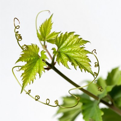 Young grapevine tendrils and leaves