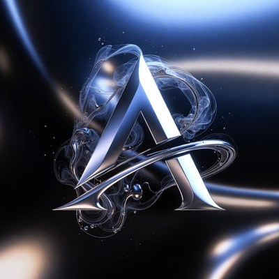 Shiny 3D Letter A with Blue Swirls