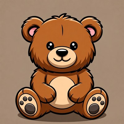 Cute cartoon teddy bear sitting