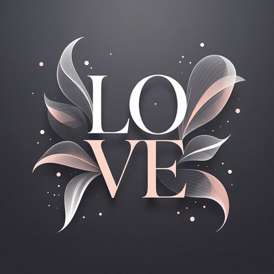 LOVE Text with Ethereal Leaves