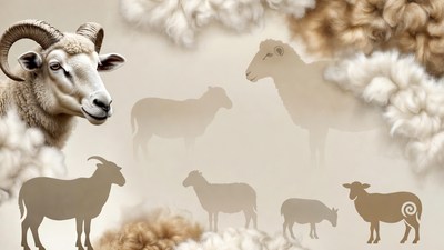 White Ram and Sheep Silhouettes in Clouds