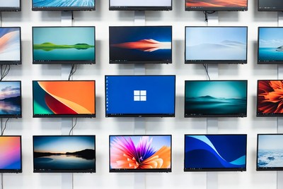 Wall of Colorful Computer Monitors
