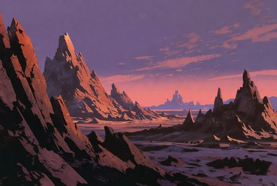 Purple Alien Mountains Landscape