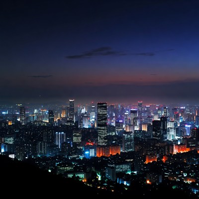 Vibrant Night City Skyline
