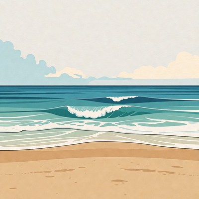 Ocean Waves Crashing on Beach