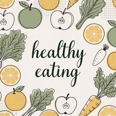 Healthy Eating Fruits Vegetables Illustration