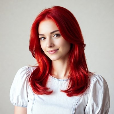 Woman with vibrant red hair
