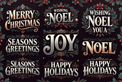 Vintage Christmas Holiday Greetings Clipart