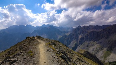 Mountain Trail Overlook with Clouds