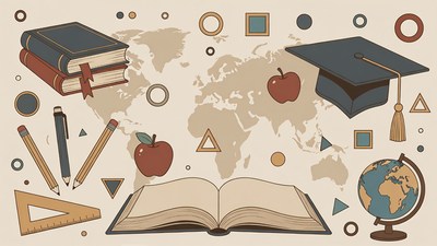 Back to School Illustration with Books Globe