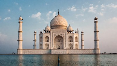 Taj Mahal reflected in water
