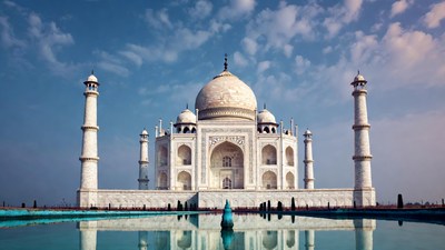Taj Mahal reflecting in pool