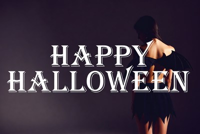 Woman in Bat Wings Happy Halloween