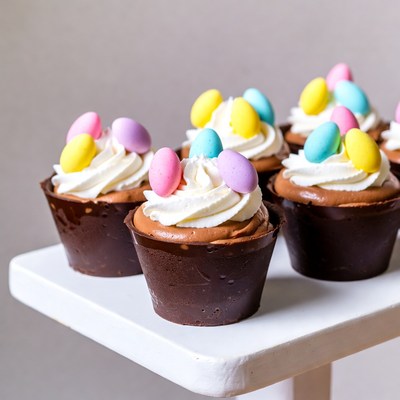 Chocolate Cupcakes with Candy Eggs