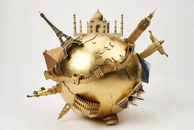 Golden Globe with World Landmarks