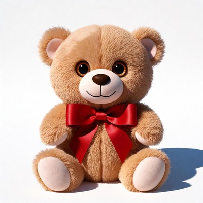 Cute teddy bear with red bow