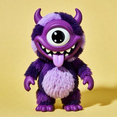 Purple One-Eyed Furry Monster Toy
