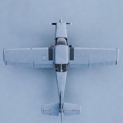 Small white airplane top view