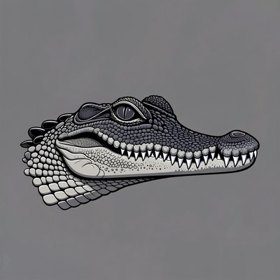Gray Crocodile Head Profile