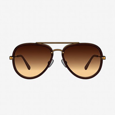Brown Aviator Sunglasses Illustration