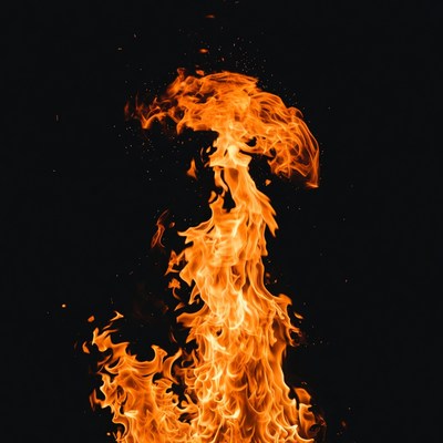 Fiery Flames on Black Background