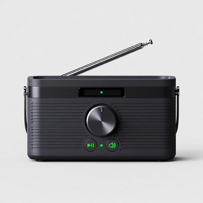 Black Portable Radio with Antenna