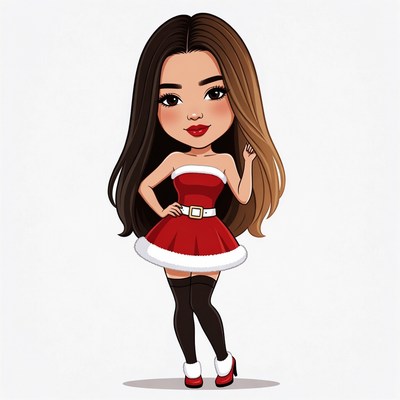 Asian woman in Santa dress