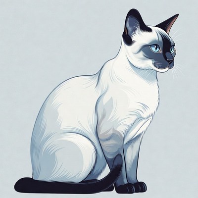 Siamese Cat Sitting Illustration