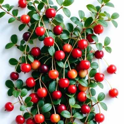 Red berries on green leaves
