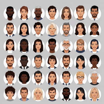 Diverse Avatars Grid Illustration