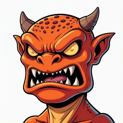 Angry Orange Cartoon Demon