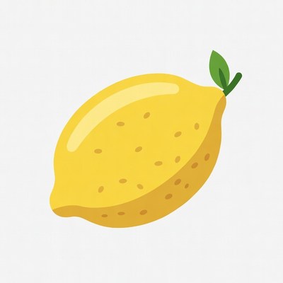Yellow Lemon with Leaf