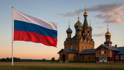 Russian Flag and Orthodox Church