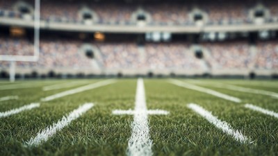 Football Field with Stadium Crowd