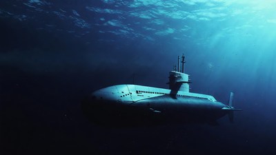 Submarine Underwater in Deep Ocean
