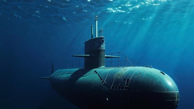 Submarine Underwater in Deep Ocean