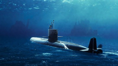 Submarine cruising underwater