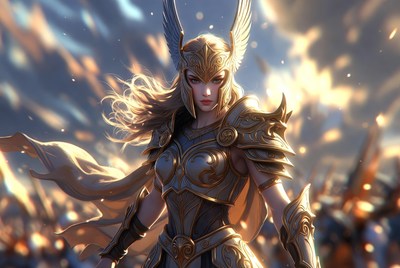 Blonde Valkyrie Warrior in Golden Armor