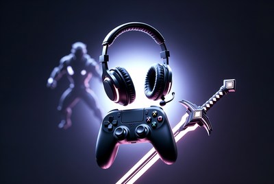 Gaming Headset with PS5 Controller and Sword