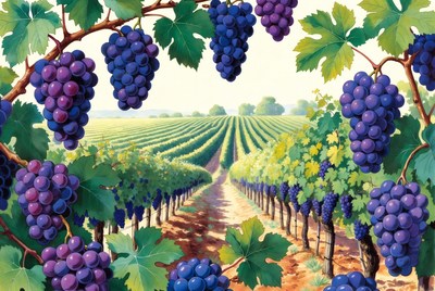 Vineyard with Grapes and Vines