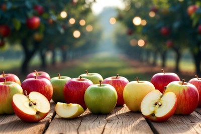Assortment of red green sliced apples