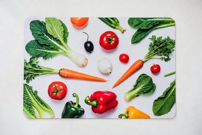 Fresh vegetables arranged on white background