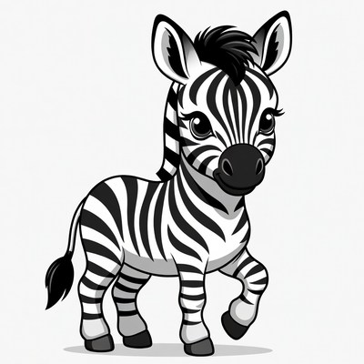 Cute cartoon baby zebra