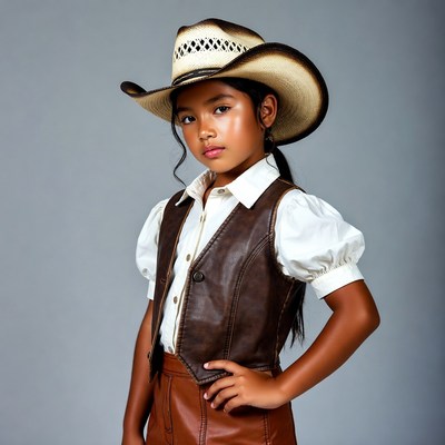 Asian girl in cowboy hat